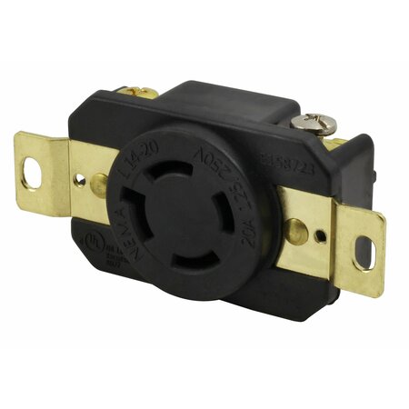 AC WORKS 20A 125/250V NEMA L14-20R Flush Mount Locking Industrial Grade Receptacle FML1420R